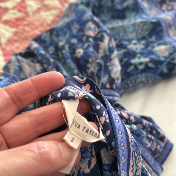 Rebecca Taylor 100% silk blue vneck dress - Picture 4 of 5